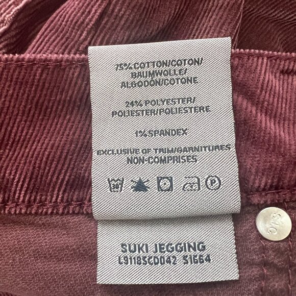 NWT Silver Jeans Mauve/Light Burgundy Suki Corduroy Jegging Size 28 Reg. $78 - Picture 6 of 11